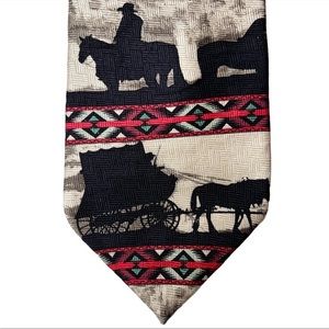 Vintage Rockmount Ranch Wear Made in USA Cowboy Silhouette Repeat 100% Silk Tie